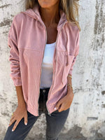 Casual Corduroy Hooded Zip-Up Jacket