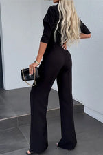Business Casual Crop Top and Wide-Leg Pants Two Piece Set