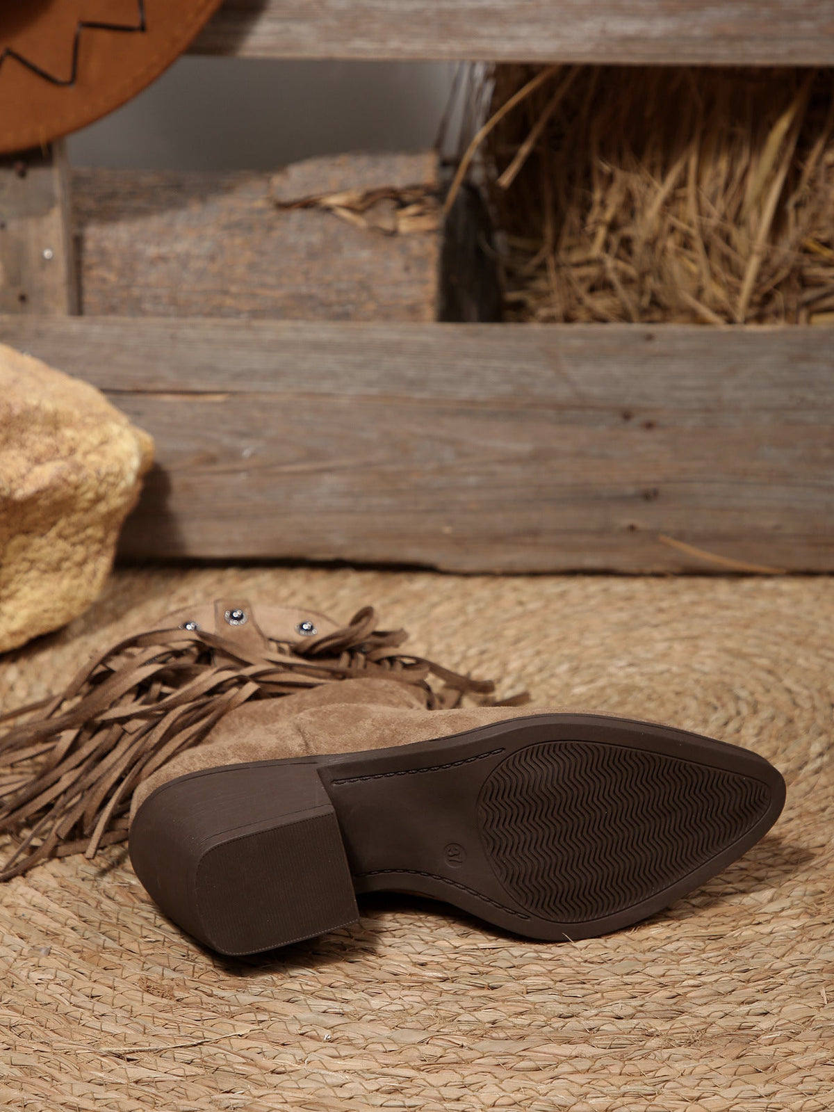 Tassel Trim Chunky Ankle Boots