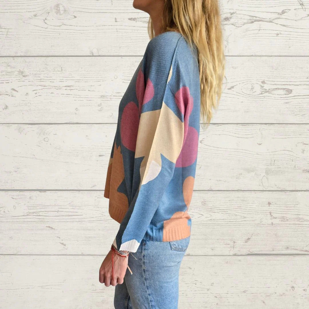 Camo Print Knit Pullover Sweater