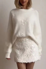 Cloud Touch Embroidered Floral Knit Sweater