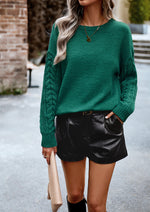 Cable Knit Sleeve Pullover Sweater