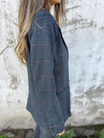 Houndstooth Single Button Pocket Blazer
