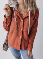 Corduroy Button Down Hooded Jacket