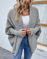 Solid Bat Sleeves Open Front Cardigan