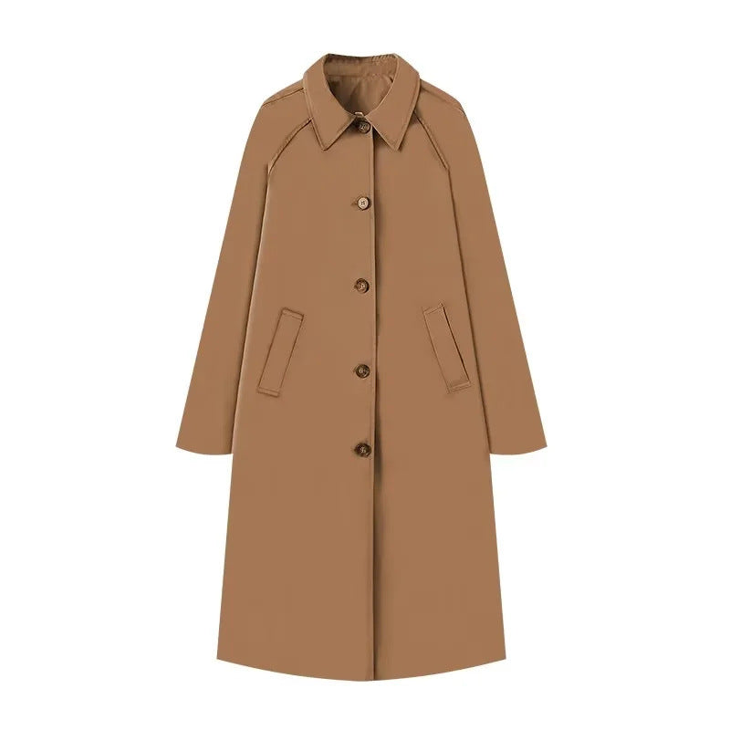 Chic Plaid lined Single-Breasted Longline trench coat