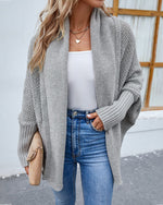 Solid Bat Sleeves Open Front Cardigan