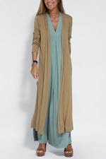 Casual Sleeveless Midi Dress and Long Cardigan Two-Piece Suit