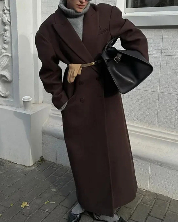 Chic Double-Breasted Long Trench Coat