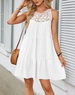 Crochet Lace Yoke Mini Dress