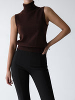 Turtleneck Knit Sleeveless Sweater Top