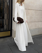 White Knit Midi Dress and Long Cardigan Two Piece Suit