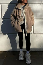 Casual Front Zipper Fleece Coat