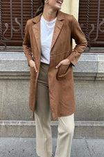 Casual Suede Trench Coat