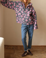 Sweet Floral Faux Sherpa Kangaroo Pocket Sweatshirt