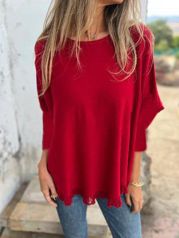 Long Sleeved Loose Fit Knit Top