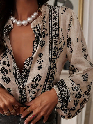 Vintage Floral Print Button Down Shirt