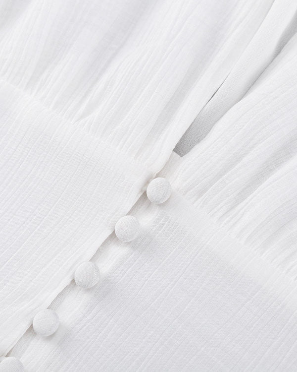 Elegant White Button Down Midi Dress