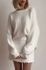 Cloud Touch Embroidered Floral Knit Sweater