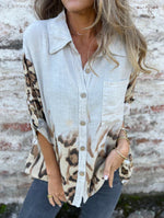 Gradient Leopard Print Button Down Shirt