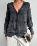 Distressed Front Button Down Cardigan