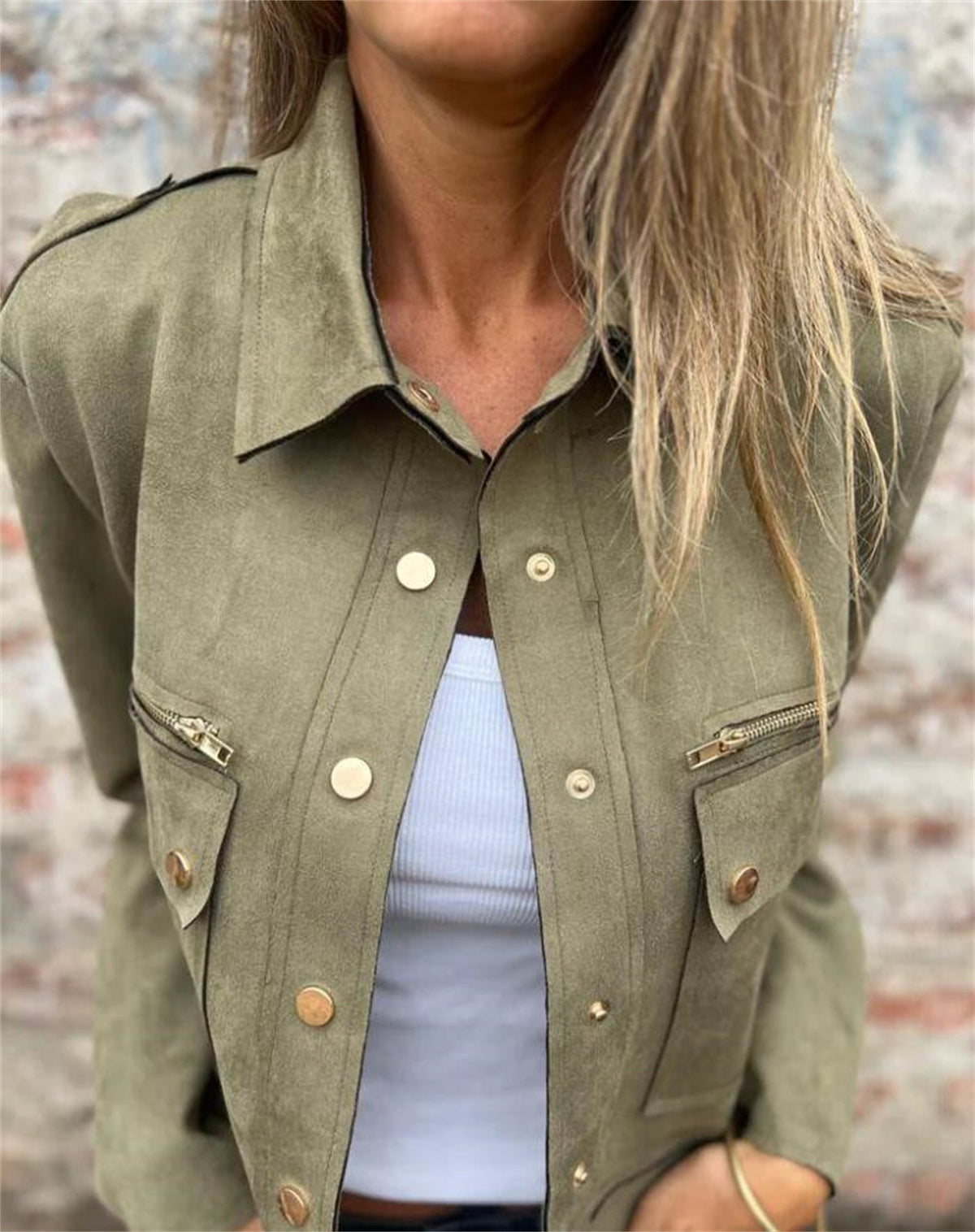 Metal Buttoned Long Sleeve Jacket