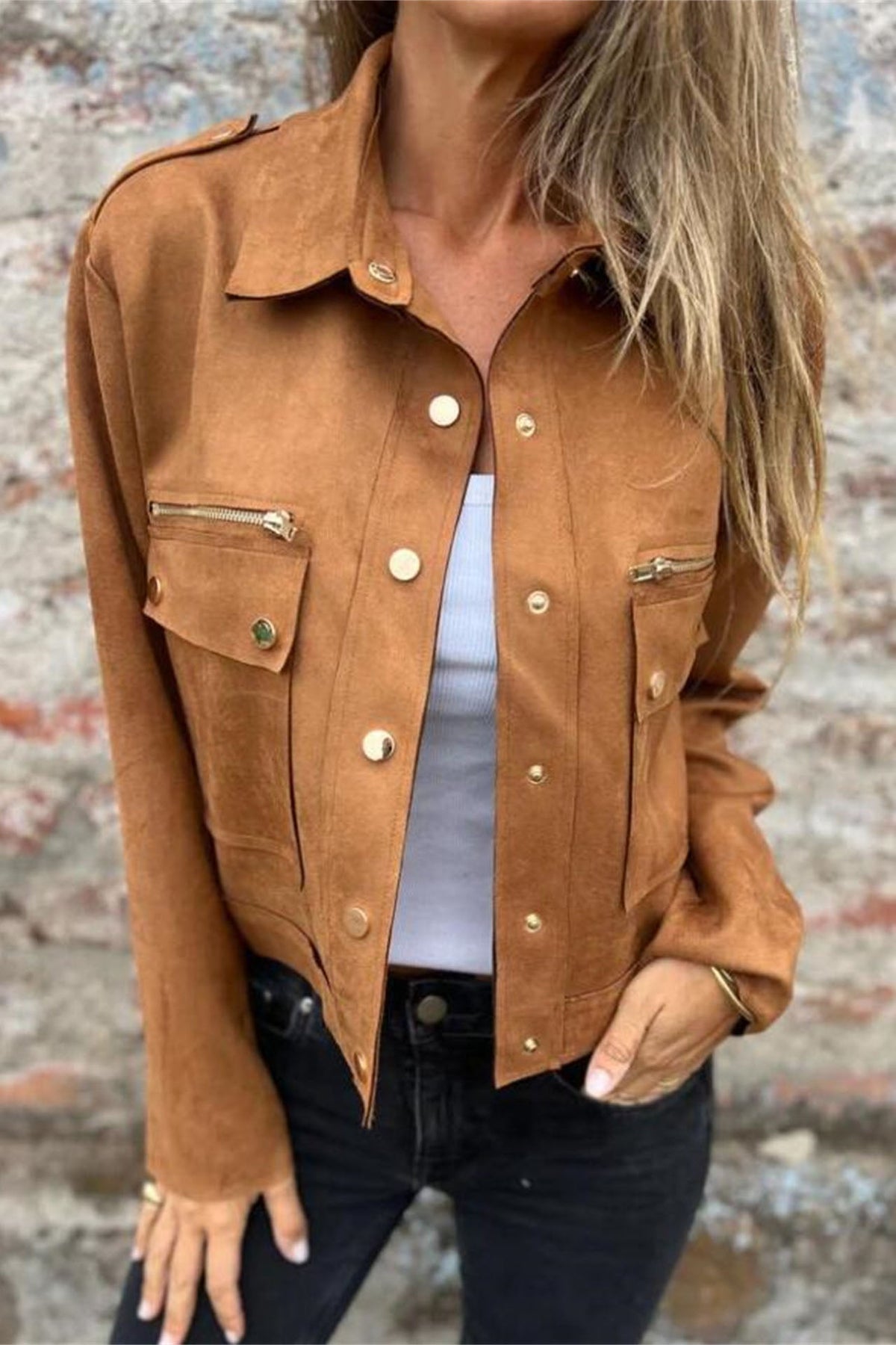 Metal Buttoned Long Sleeve Jacket