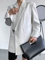 Solid Buckle Closure Sleek Blazer