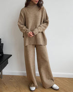 Slouchy Batwing Knit Sweater and Pants Two-Piece Suit