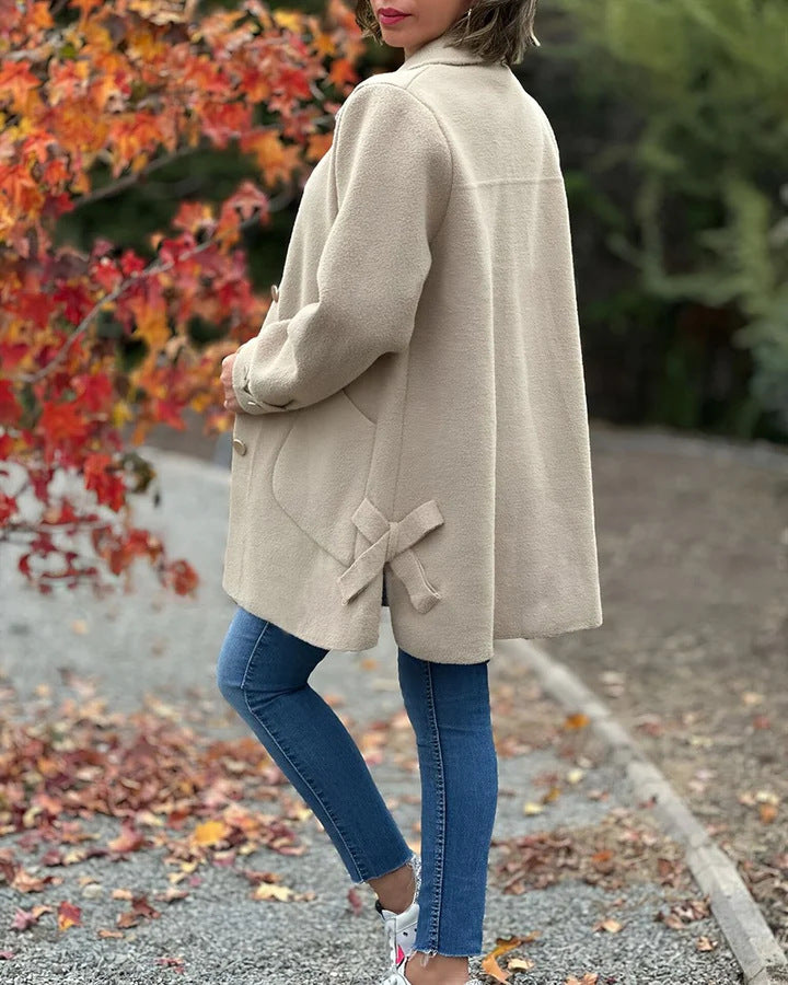 Peter Pan Collar Button-down Woolen Jacket