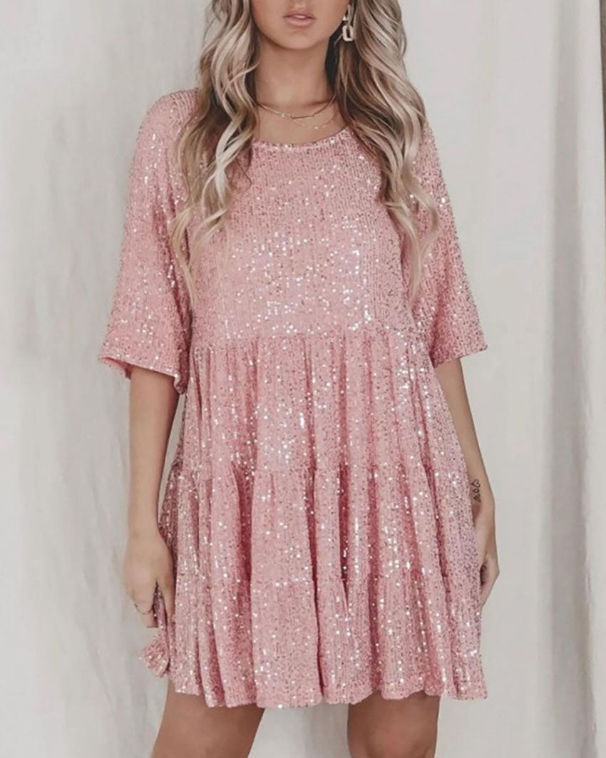 Sequin Loose Fit Mini Dress