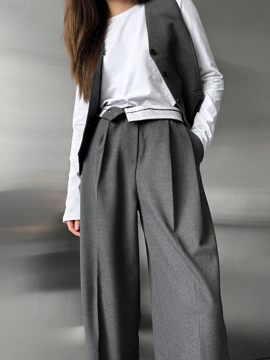 Grey Loose Wide-Leg Pants