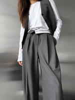 Grey Loose Wide-Leg Pants