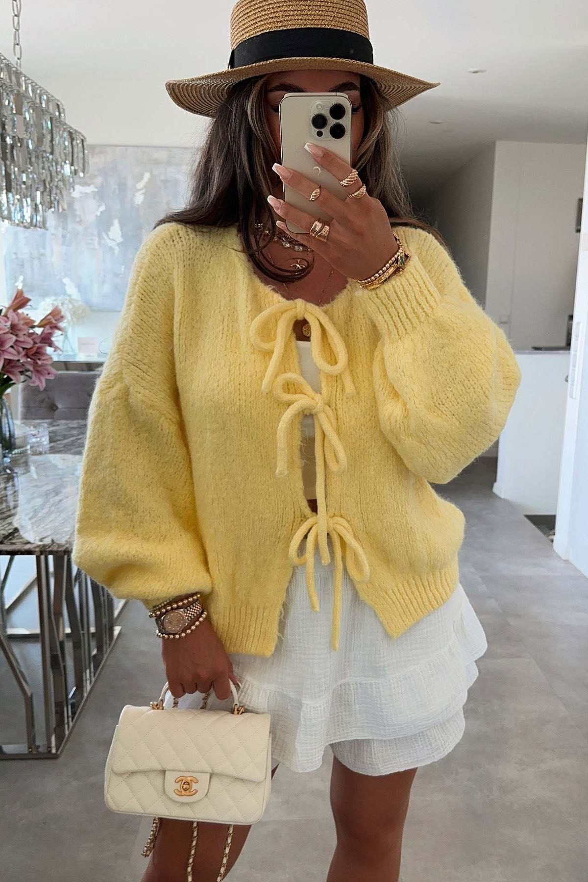 Cute Front Bow-tie Knit Cardigan