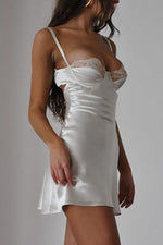 Elegant Lace Edge Slip Satin Dress