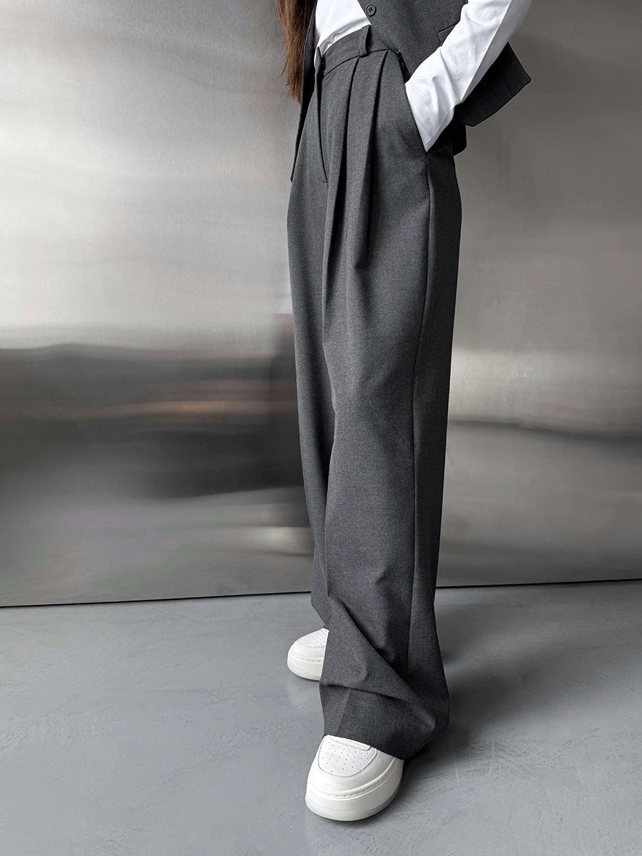 Grey Loose Wide-Leg Pants
