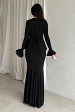 Elegant Long Sleeved Peplum Slim Fit Maxi dress