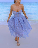 Fashion Embroidered Lace Bandeau Midi Dress