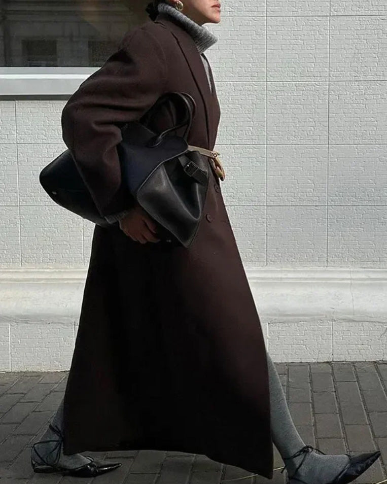 Chic Double-Breasted Long Trench Coat