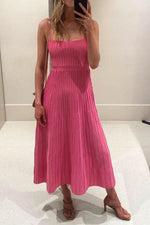 Chic Ribbed Surface Slip Midi Dress