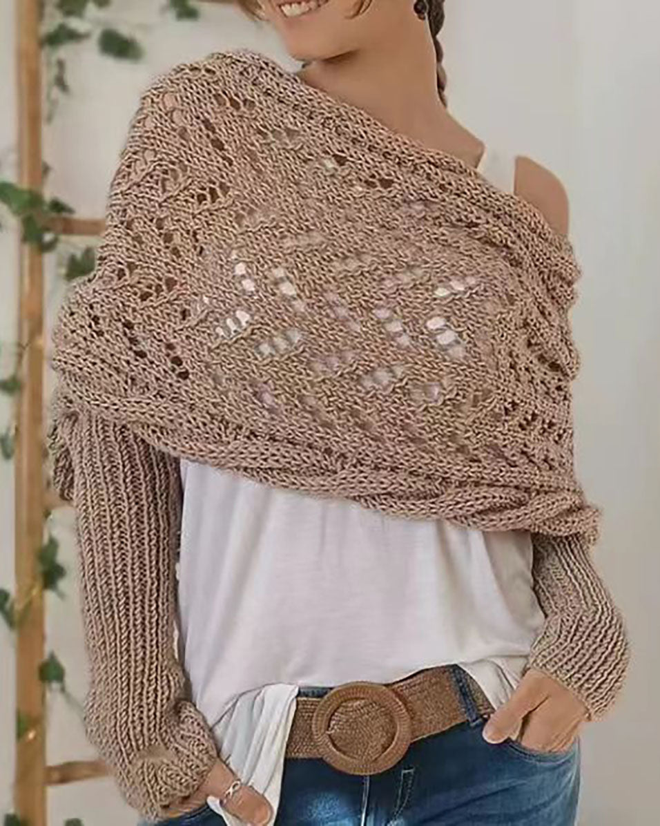 Hollow Knitted Shawl Sweater