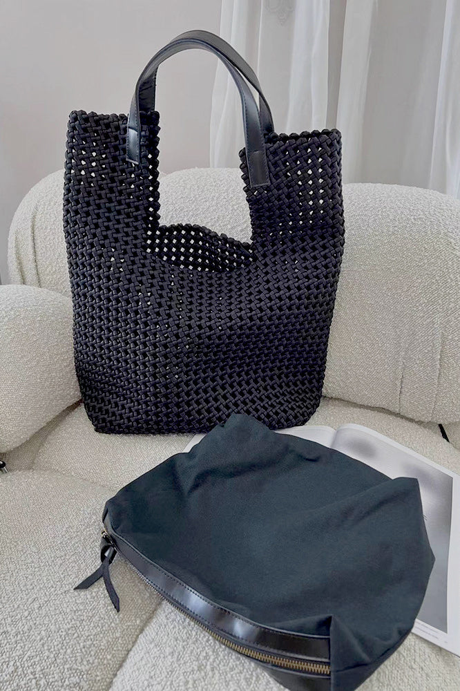 Handwoven Oversized Leather Shoulder Tote