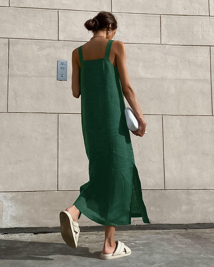 Casual Linen Loose Midi Dress