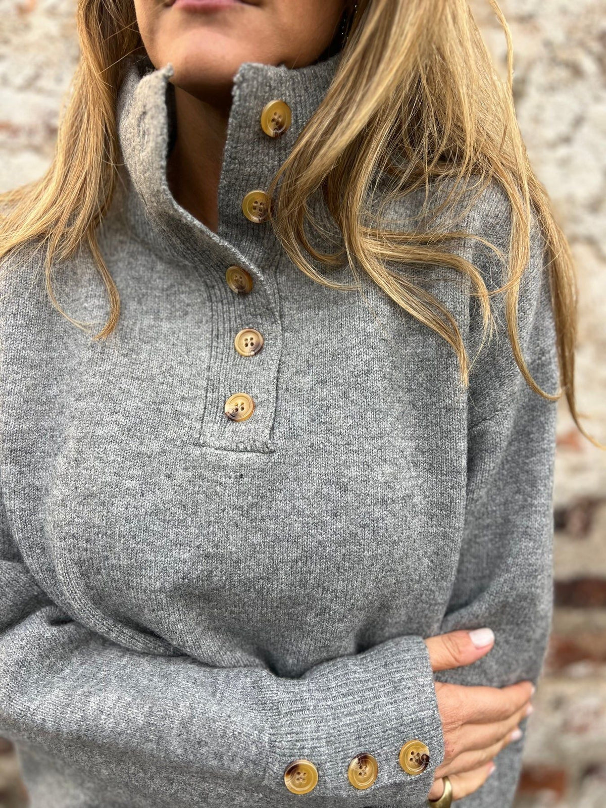 Stand Collar Solid Color Knit Sweater