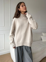 Solid Ribbed Edge Knit Pullover Sweater