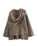 Asymmetric Scarf Cropped Knitted Jacket