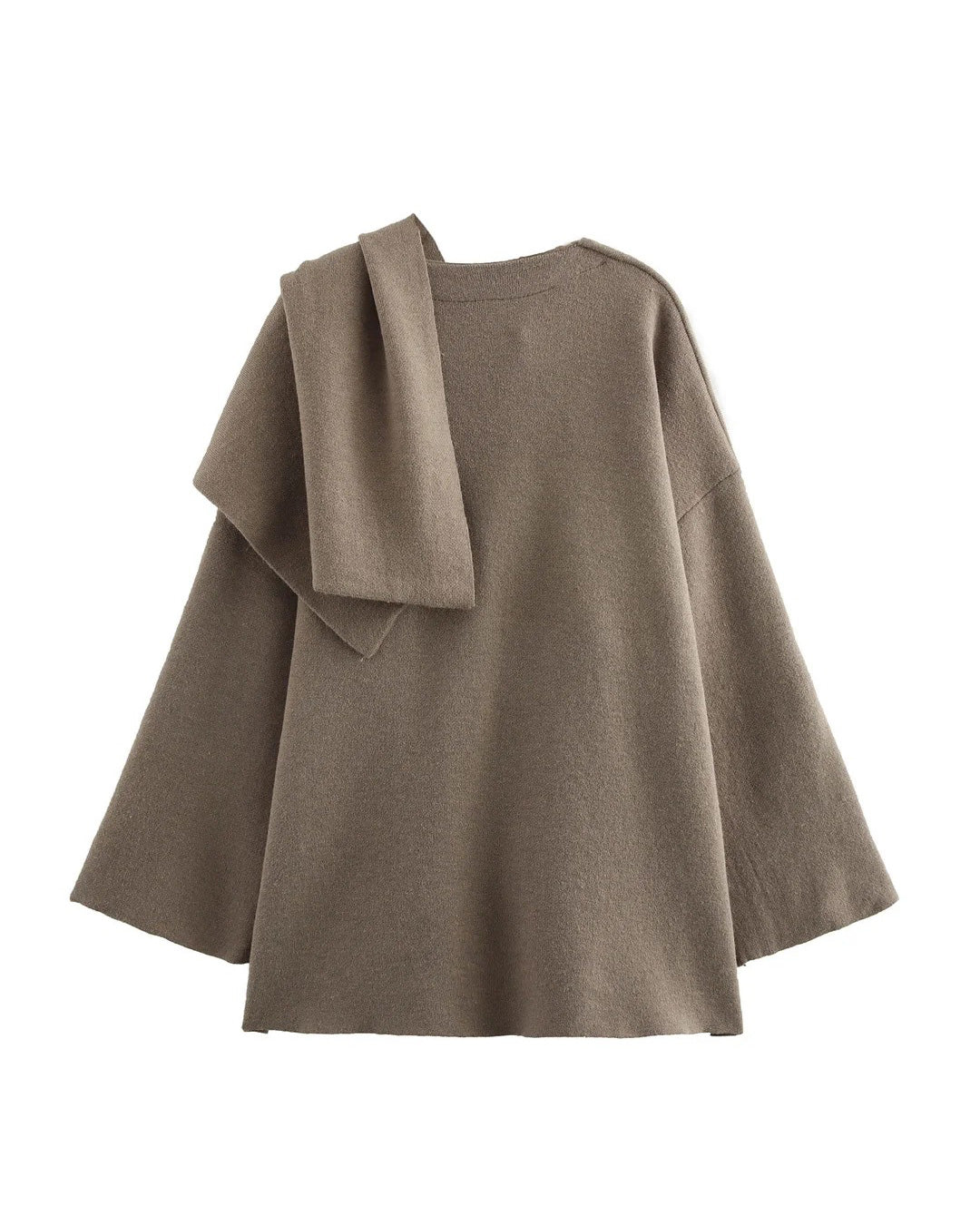 Asymmetric Scarf Cropped Knitted Jacket