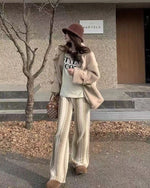 Fall Striped Knitted Casual Pants