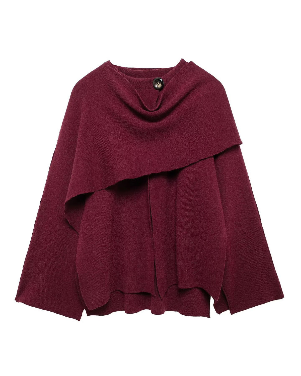 Asymmetric Scarf Detail Knitted Coat