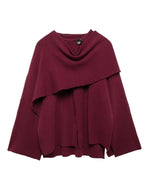 Asymmetric Scarf Detail Knitted Coat